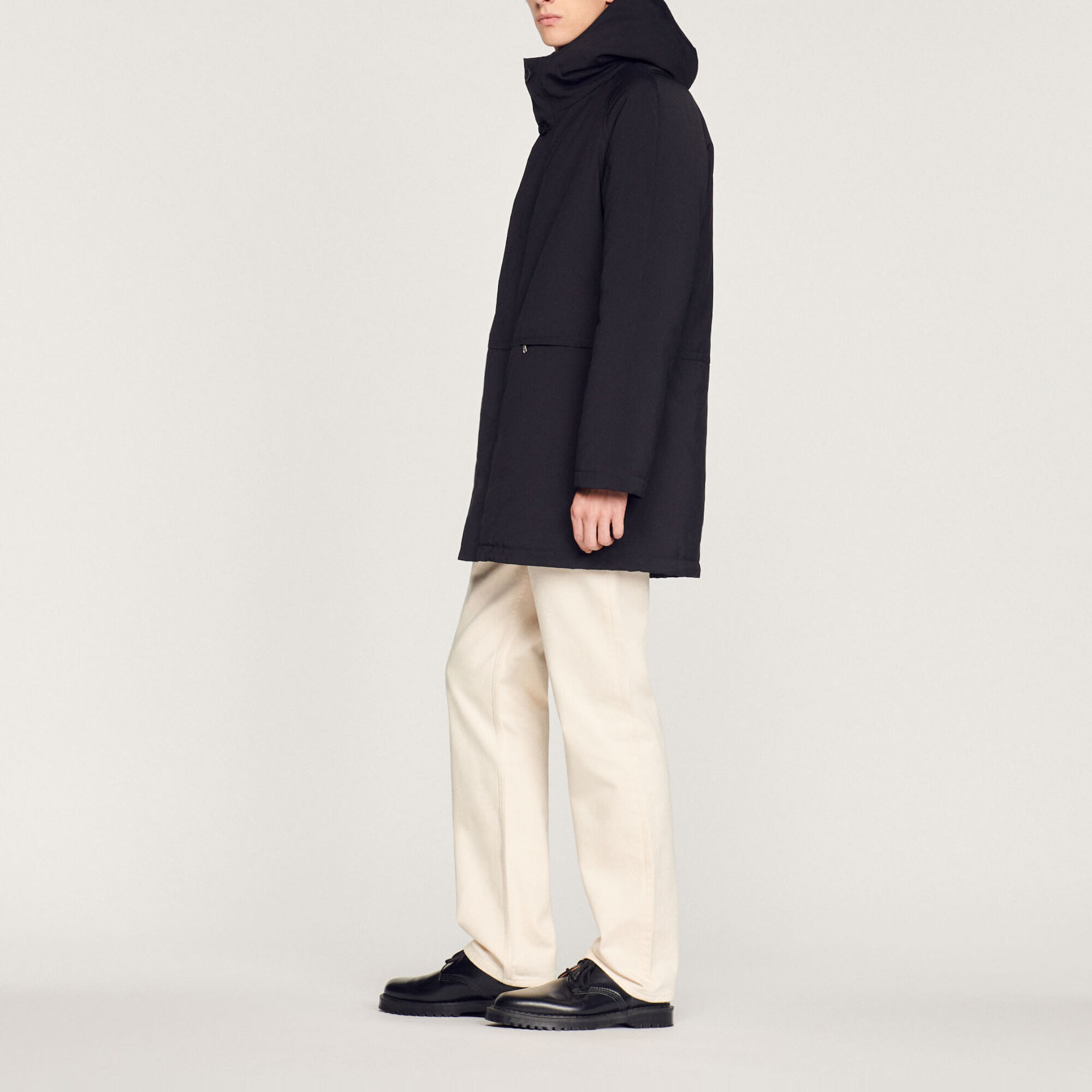Fleece parka in technical fabric