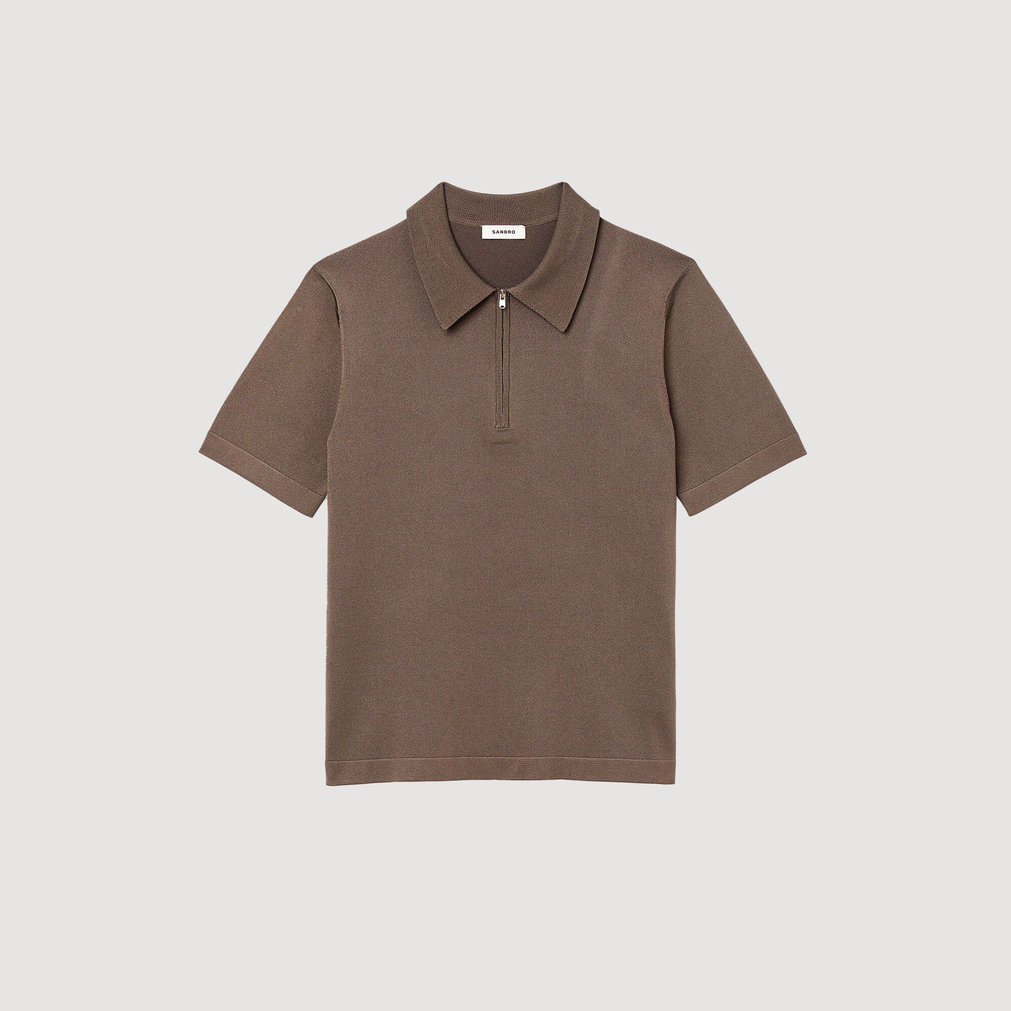 Knitted polo shirt with zip collar