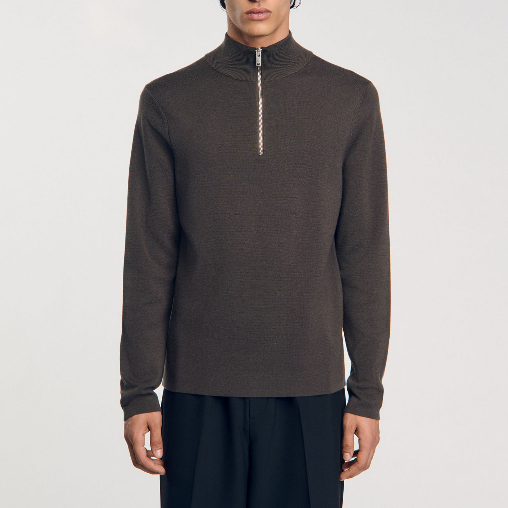 Wool jumper with zip collar - Men | Sandro