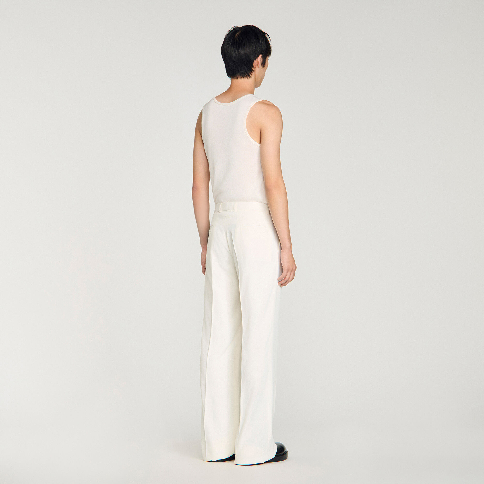 Wide-leg fluid viscose trousers