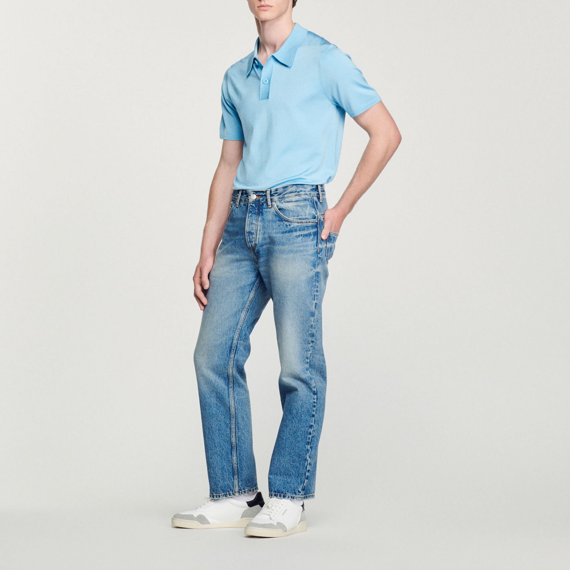 Short-sleeve knitted polo shirt