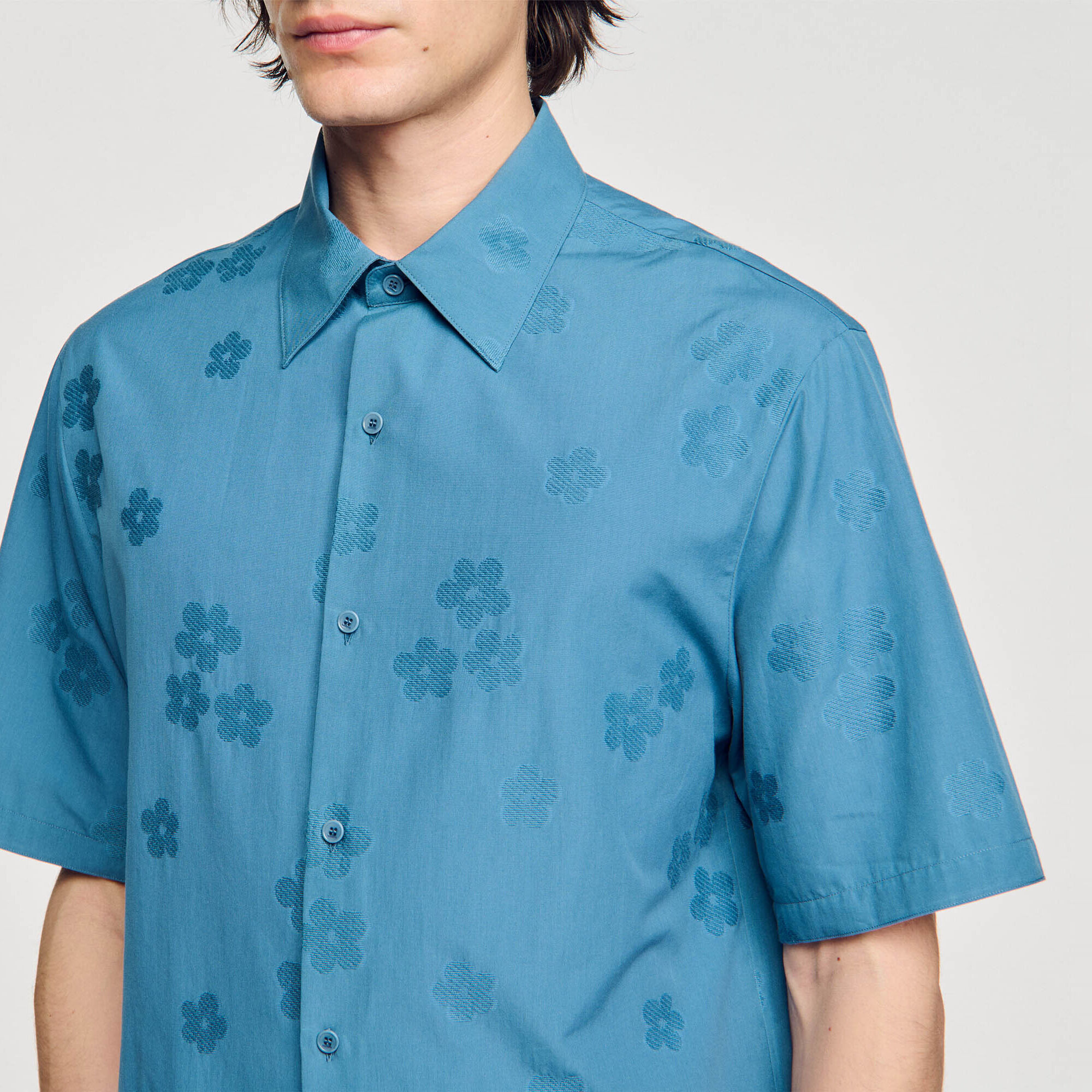 Oversized floral jacquard shirt
