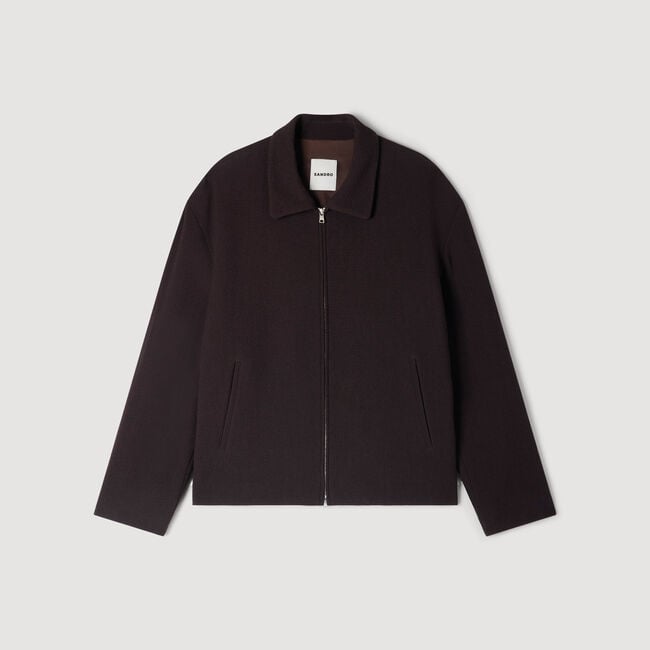 Waffled regular collar zip jacket