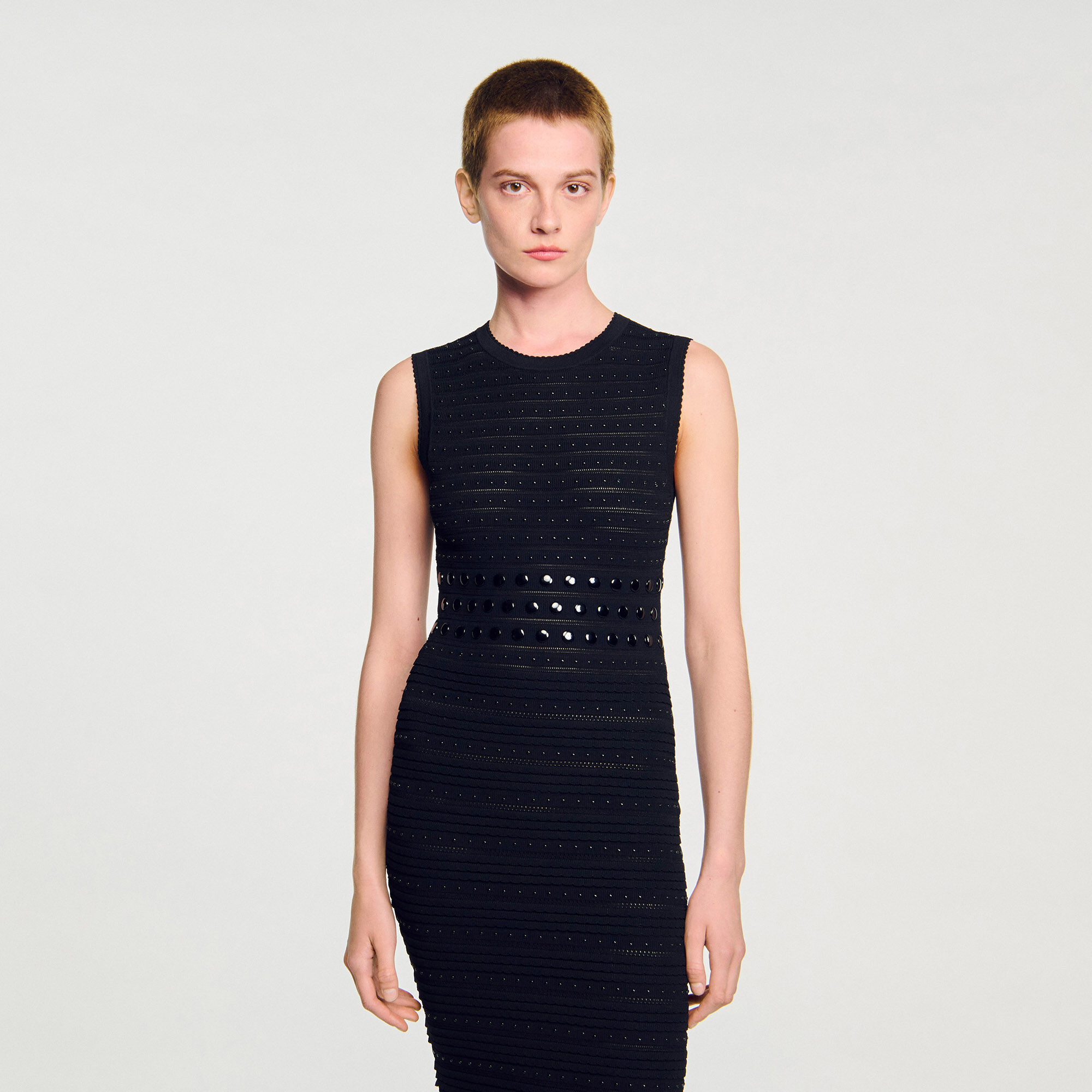 Knit maxi dress with studs