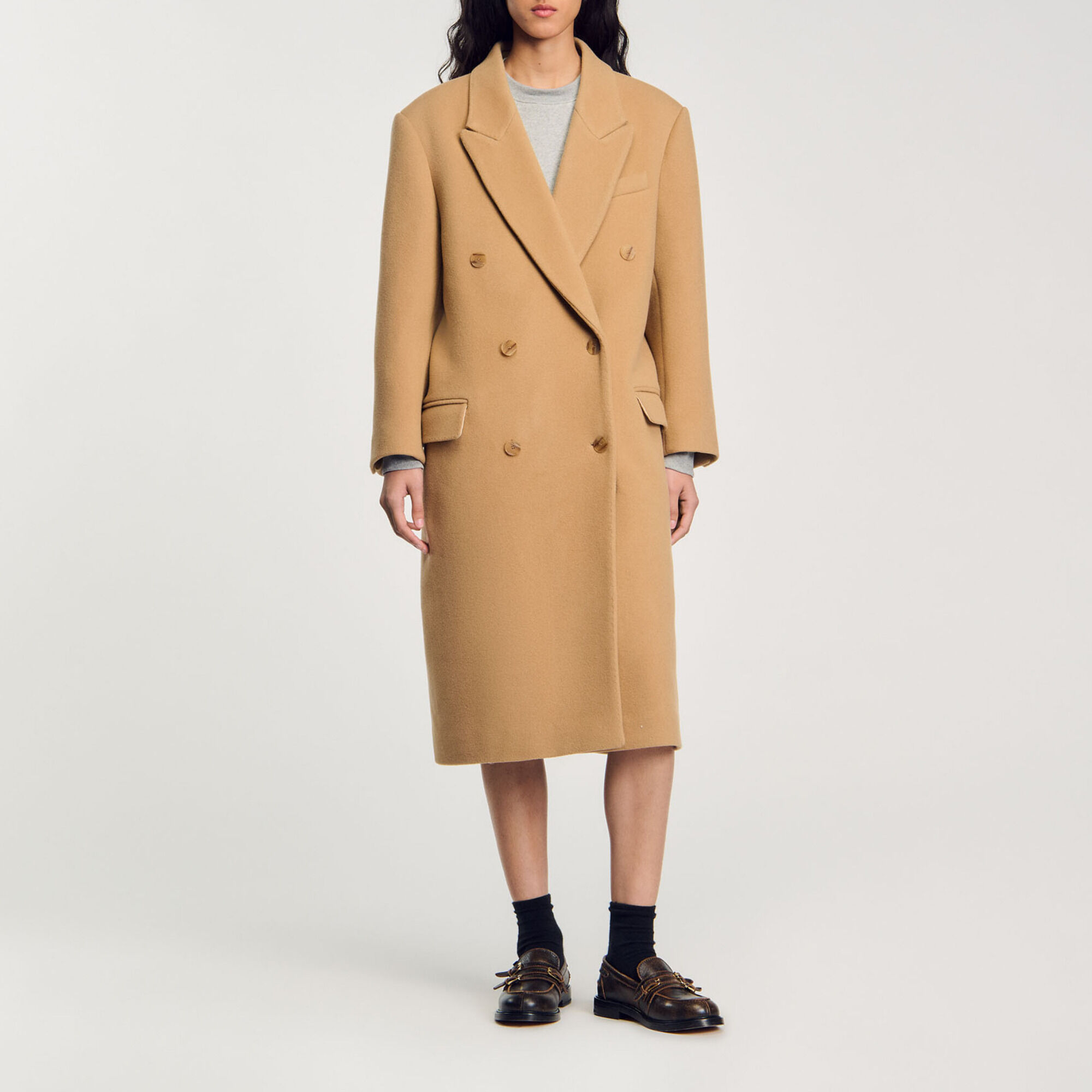 Long wool-blend coat