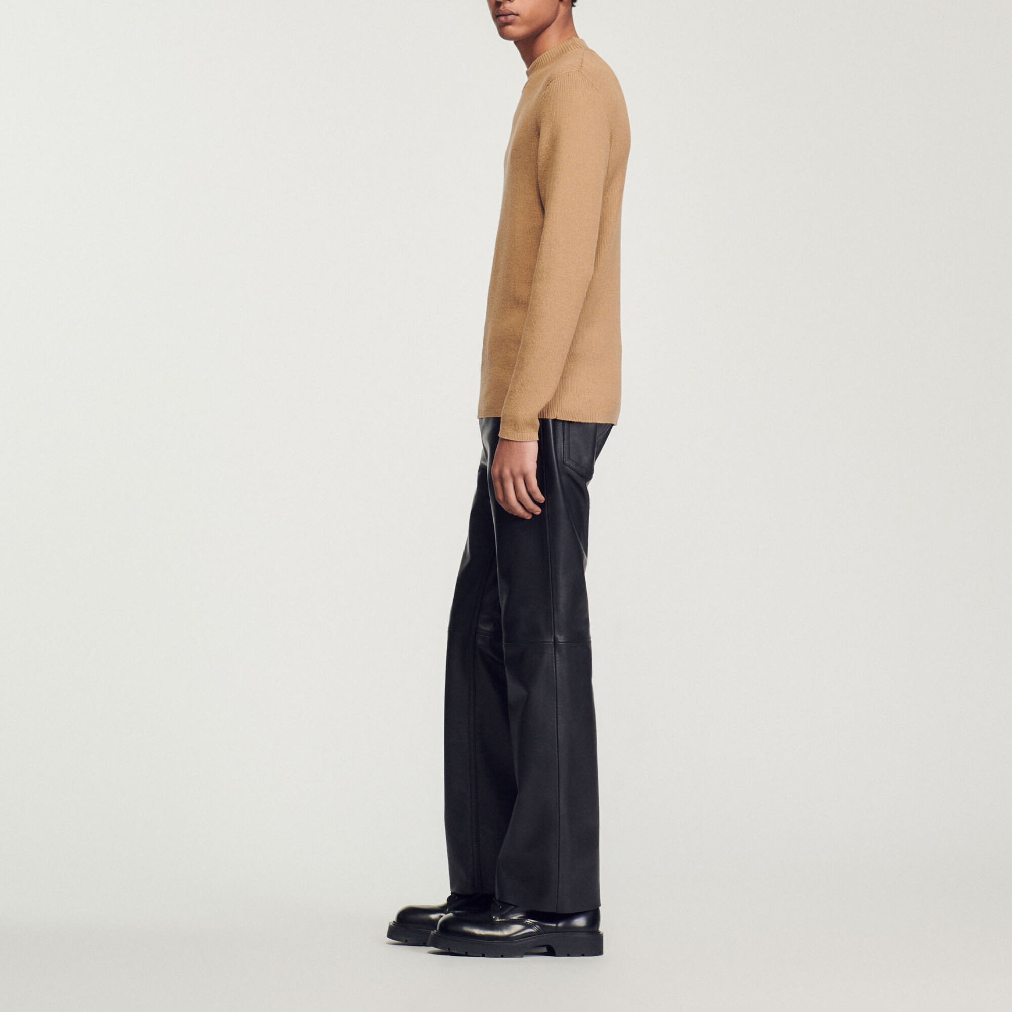 Rib knit crew neck jumper