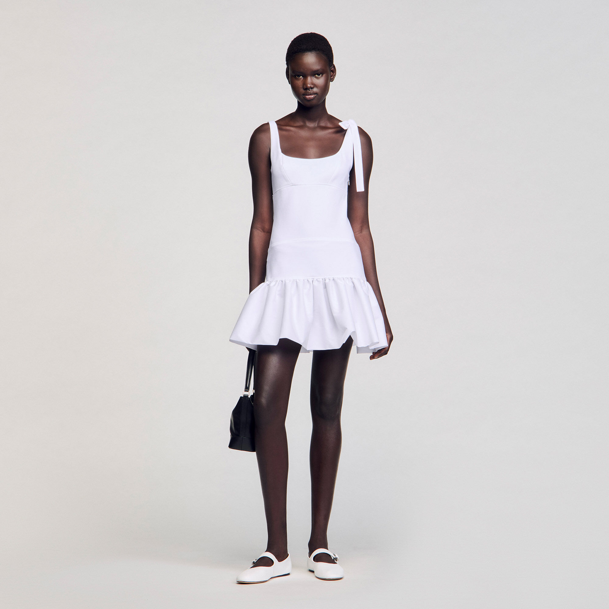 Dual-material short dress