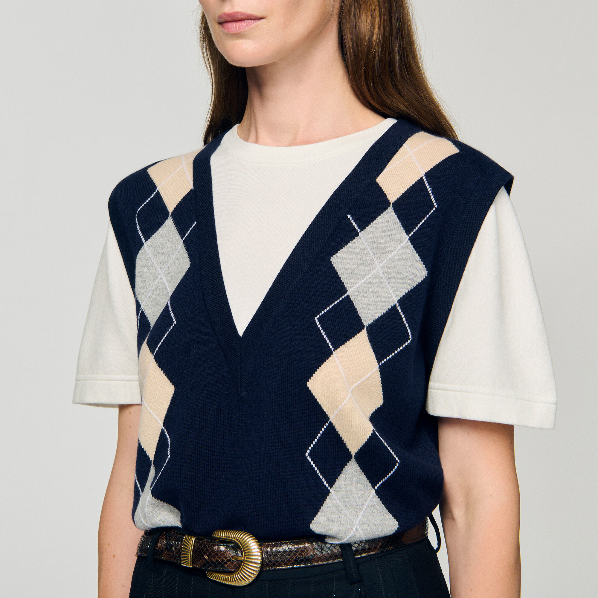 Argyle layered effect jumper