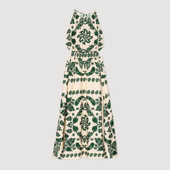 Leaf print maxi dress