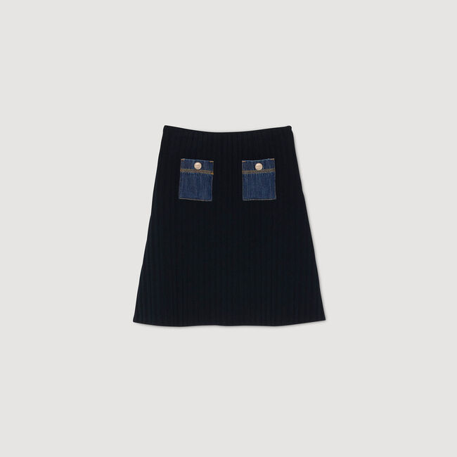 Short knit and denim skirt