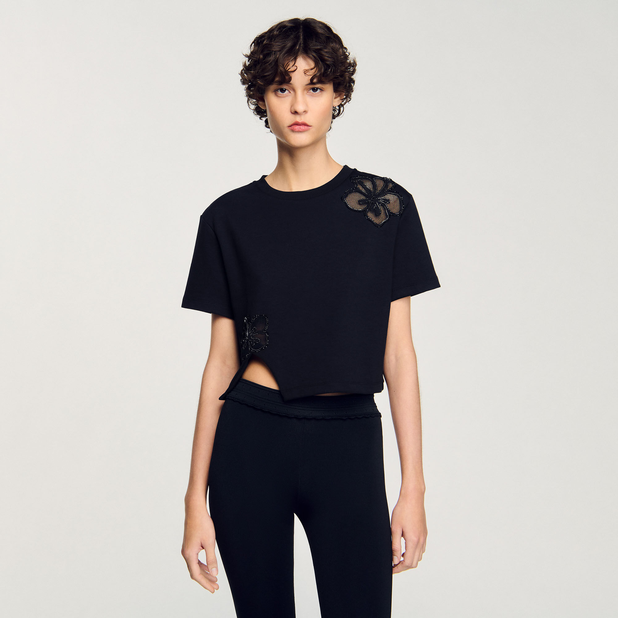 Floral embroidery T-shirt