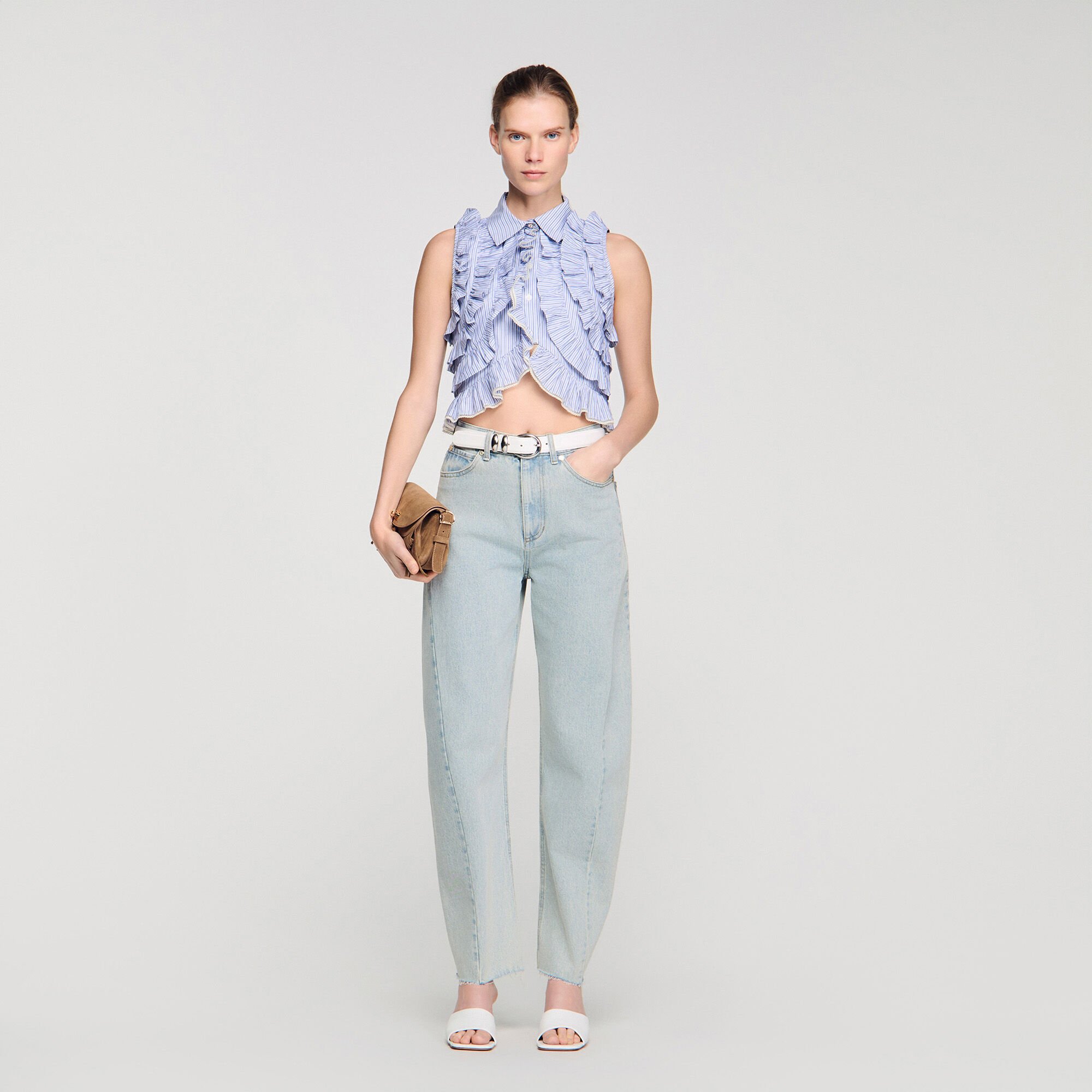 Ruffled striped shirt