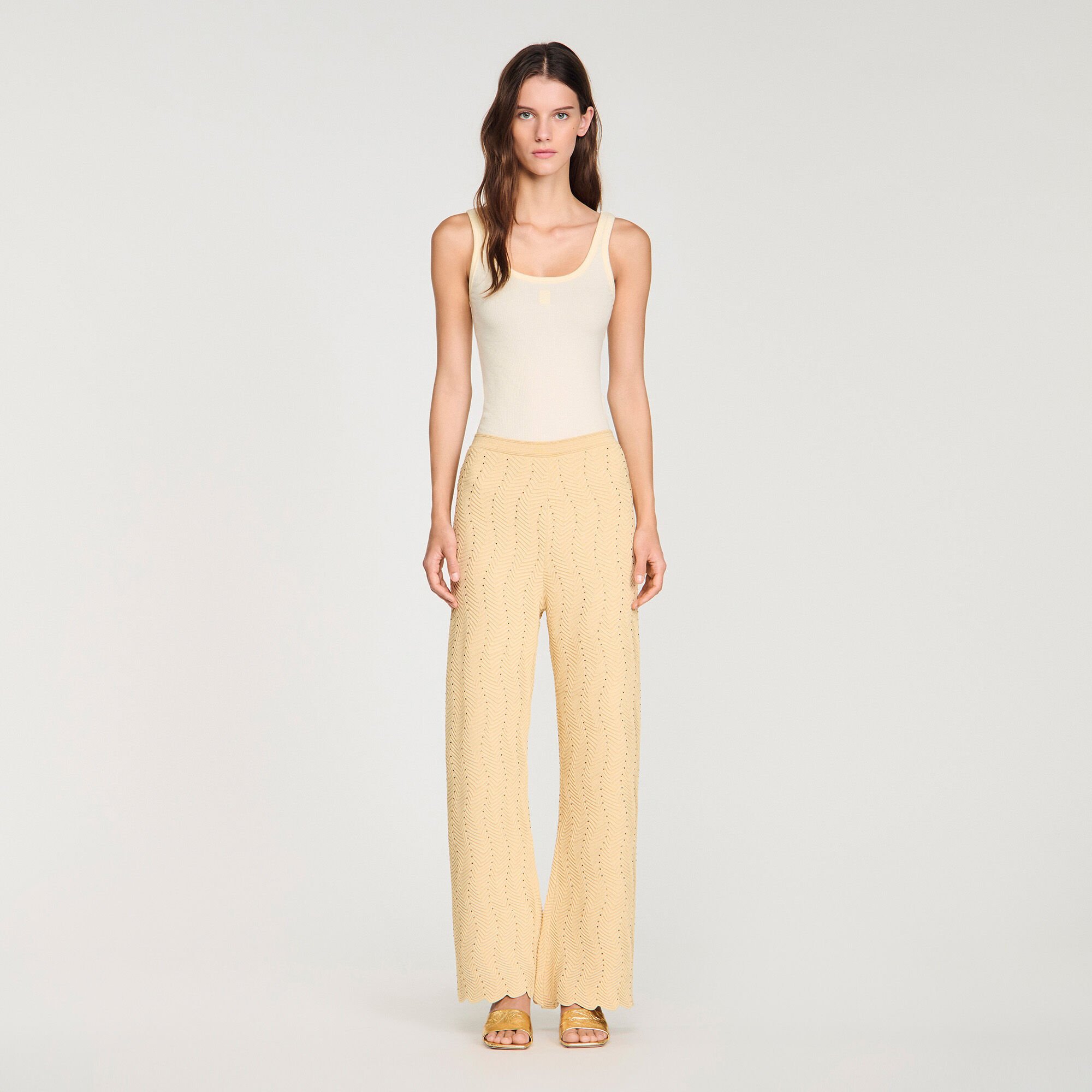 Rhinestone knit trousers