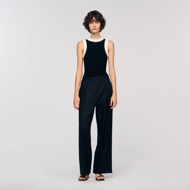 Two-tone knit bodysuit