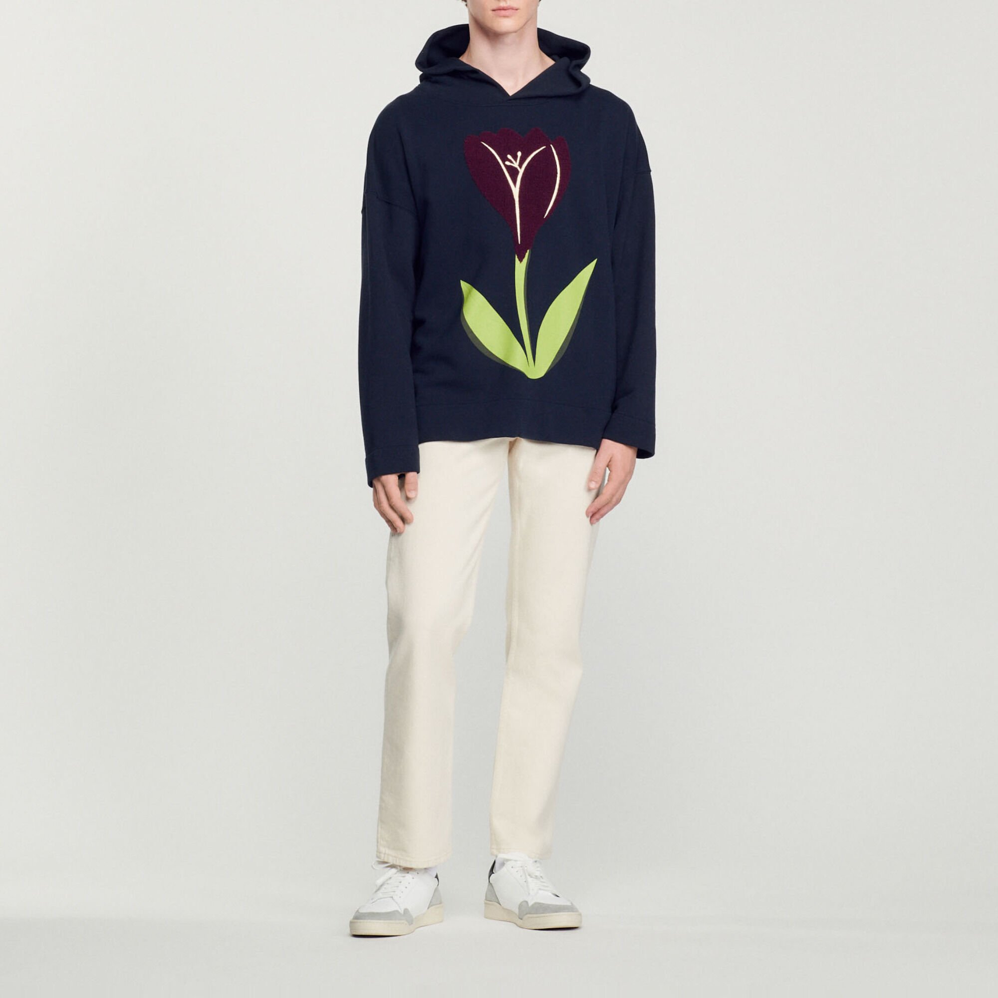 Embroidered tulip hoodie