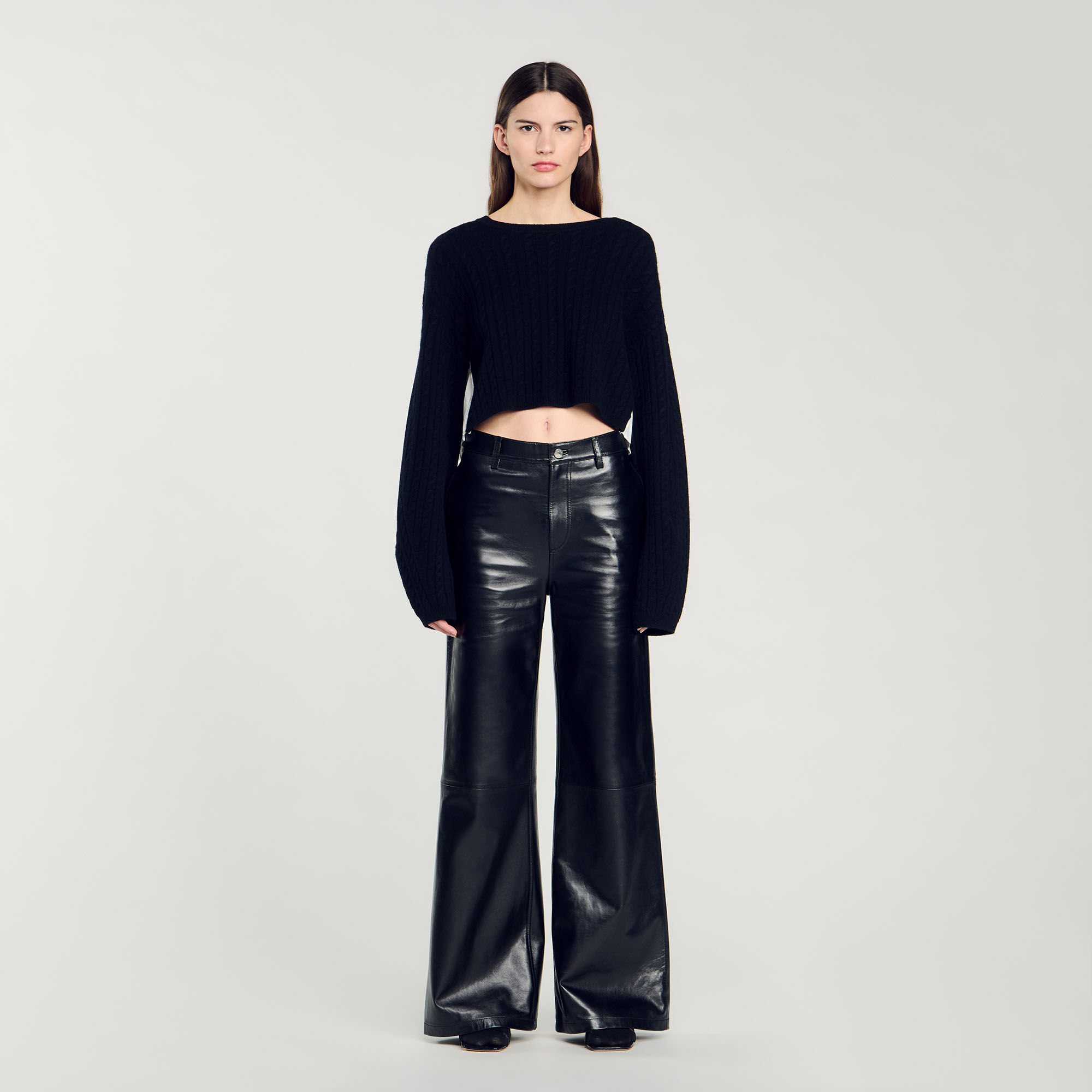 Cropped cashmere and wool jumper