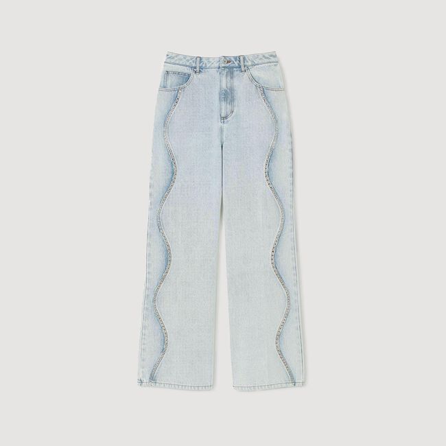 Jeans with rhinestone stripes