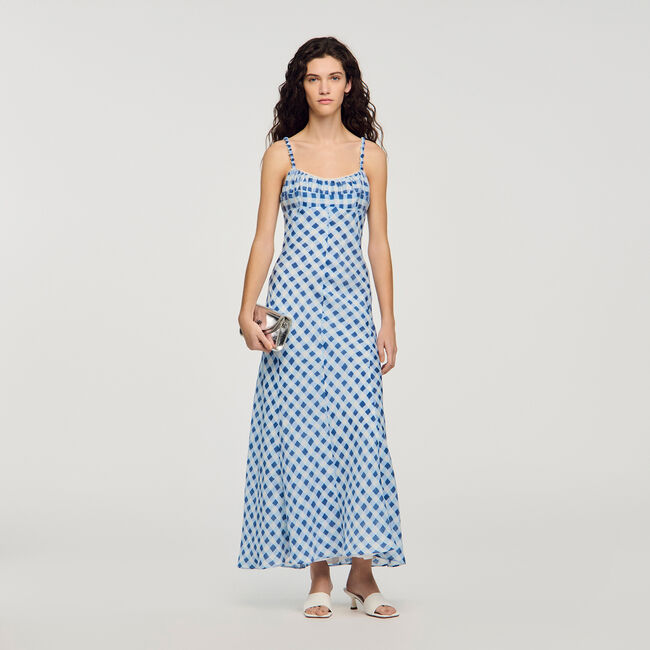 Gingham linen maxi dress