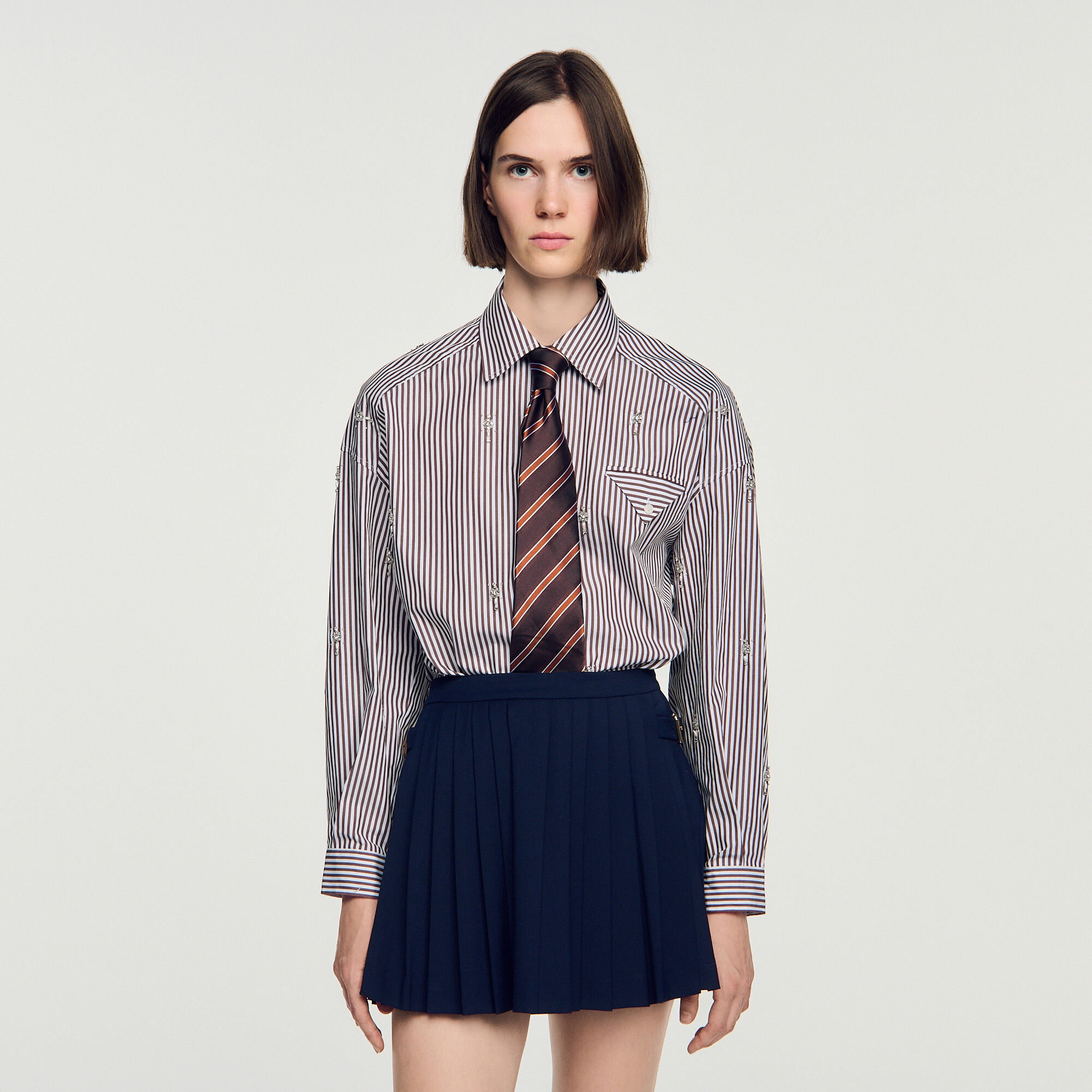 Striped silk tie - Women | Sandro