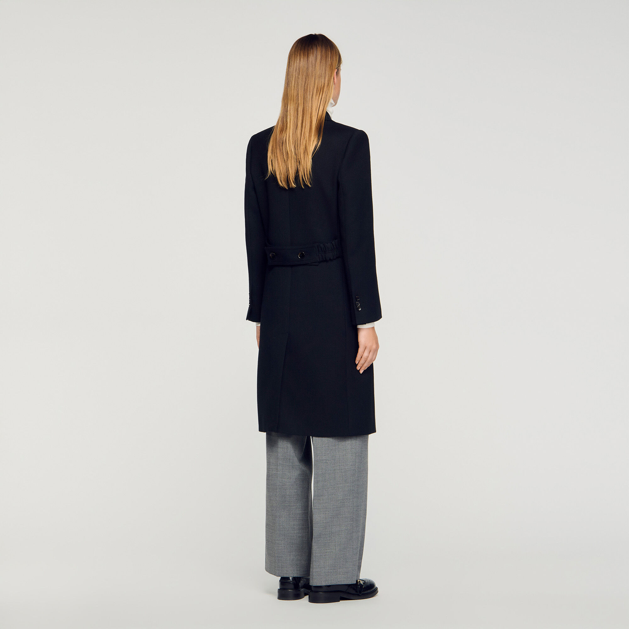Long coat with satin lapels
