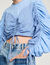 Patterned top with drawstrings