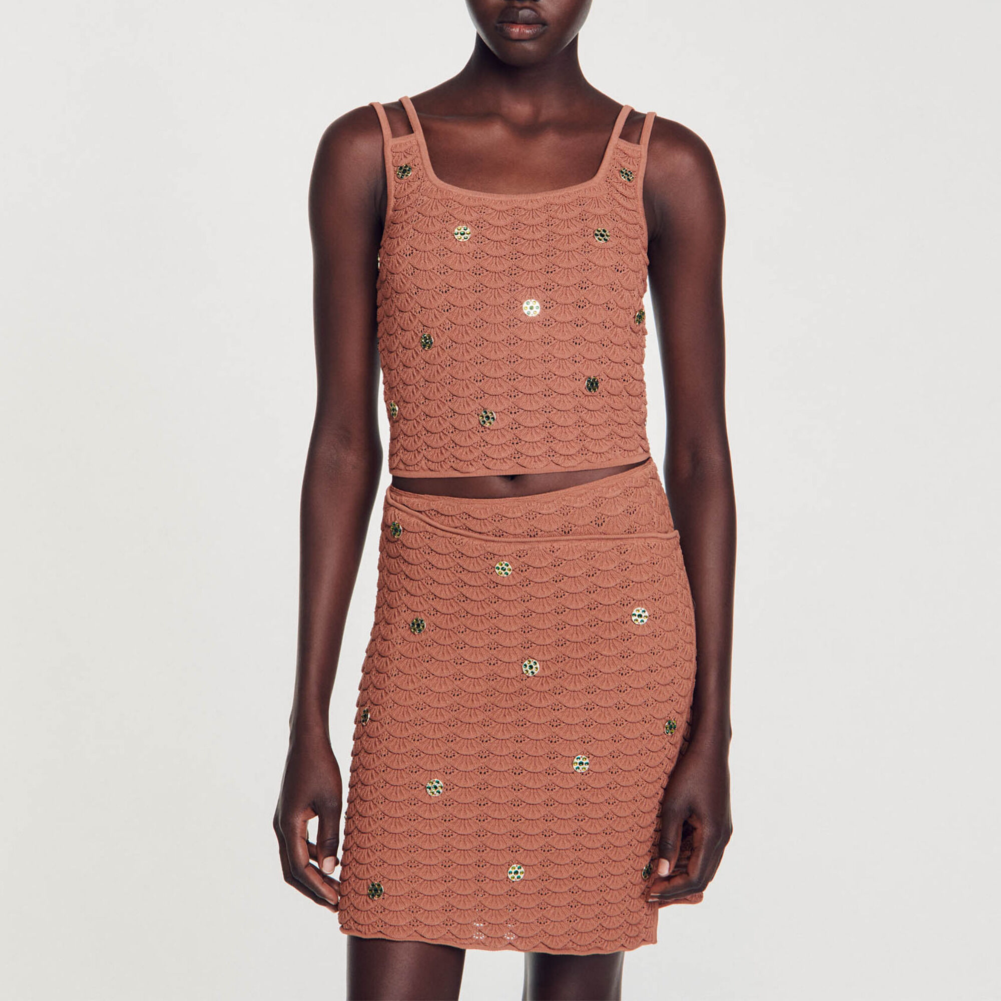 Knit crop top with metal details