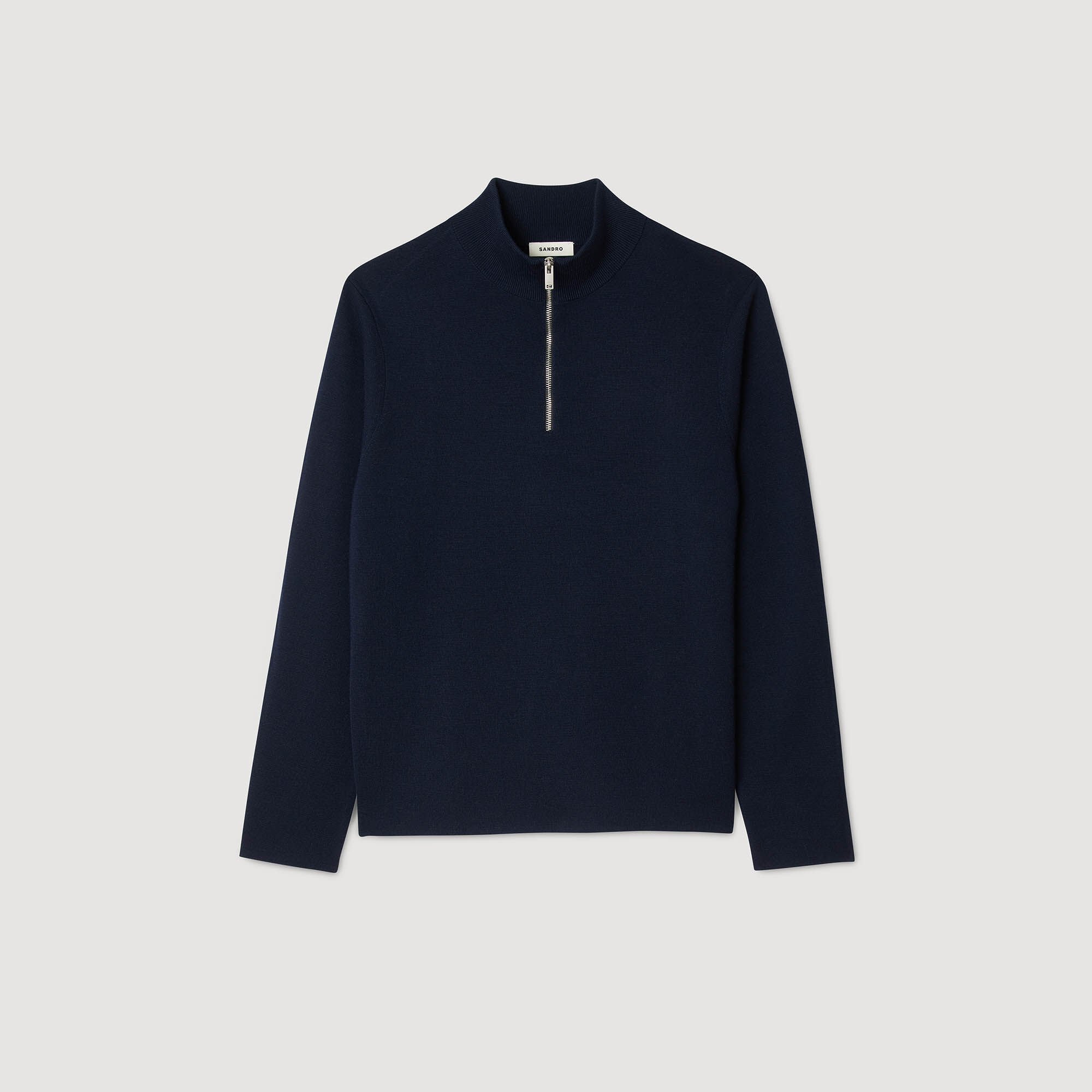 Wool jumper with zip collar