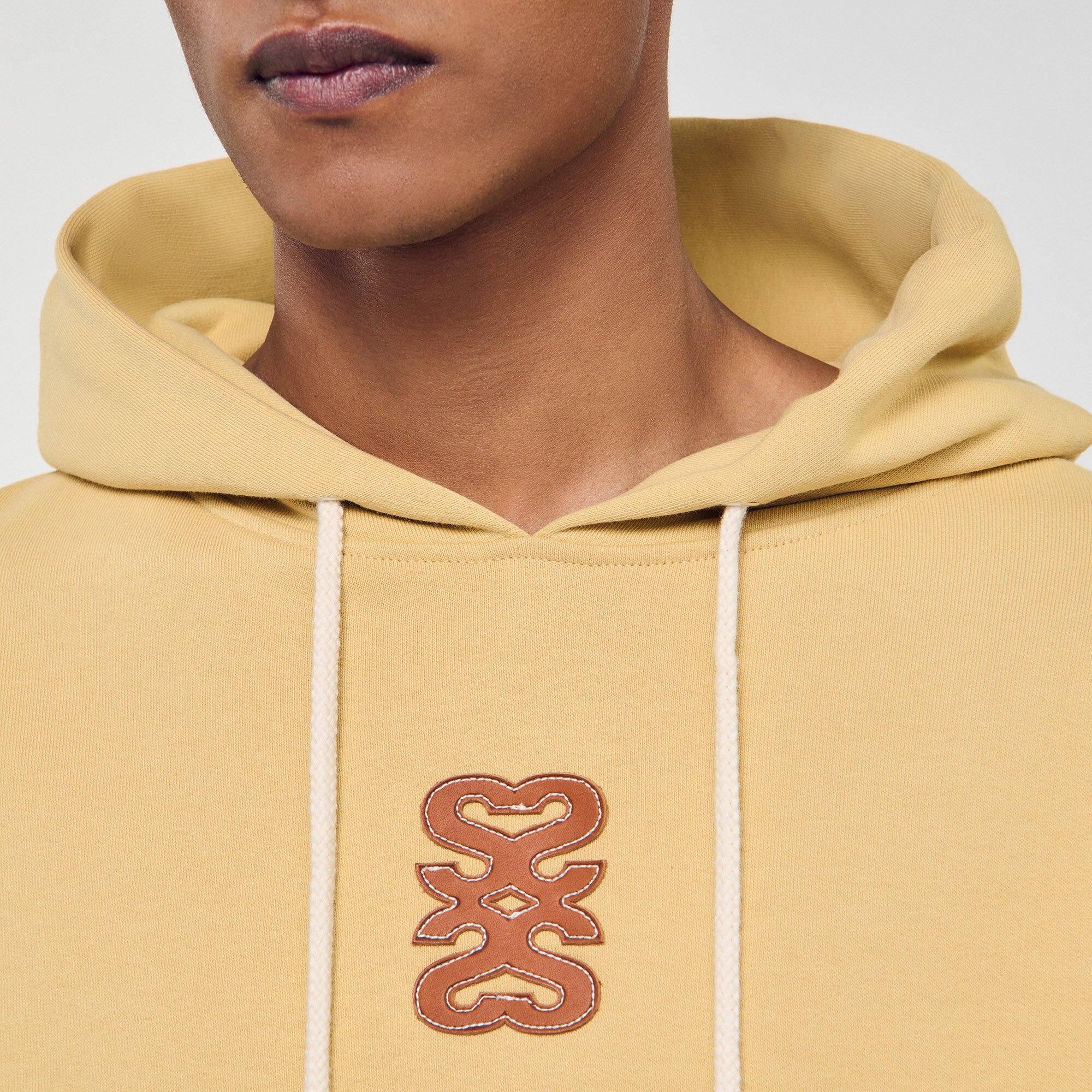 Leather patch sweatshirt