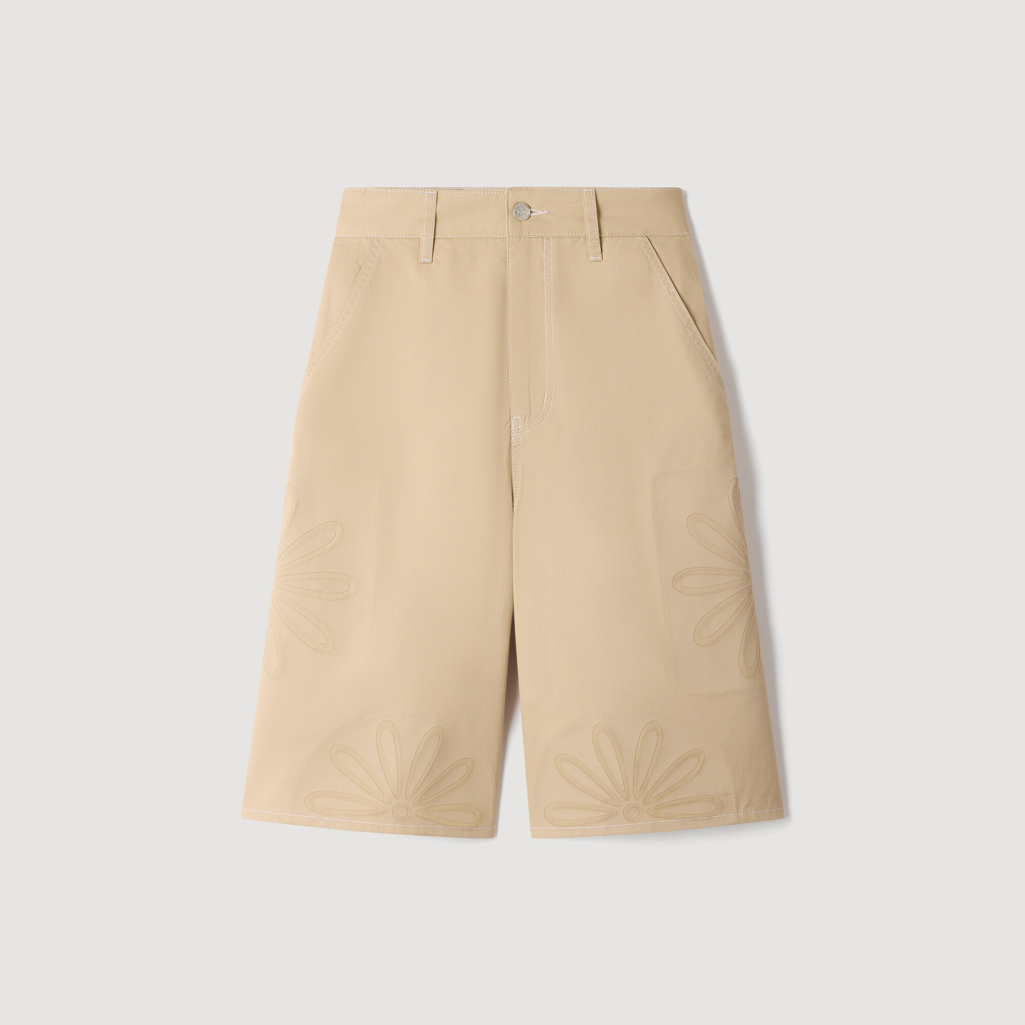 Cotton Bermudas with cutout flowers