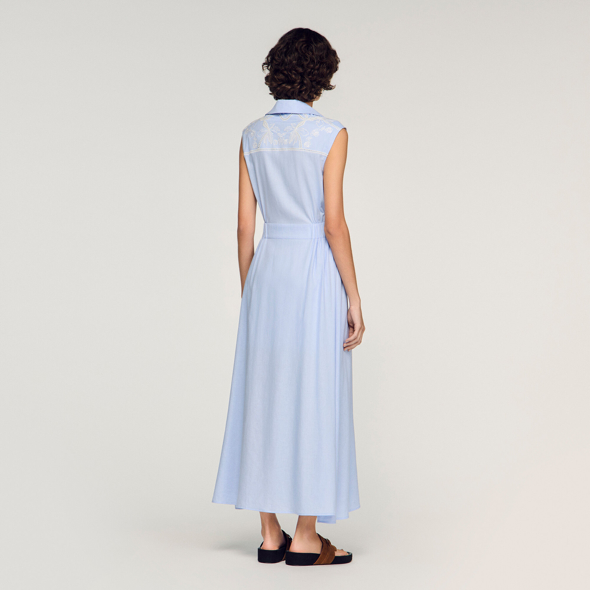 Embroidered linen maxi dress