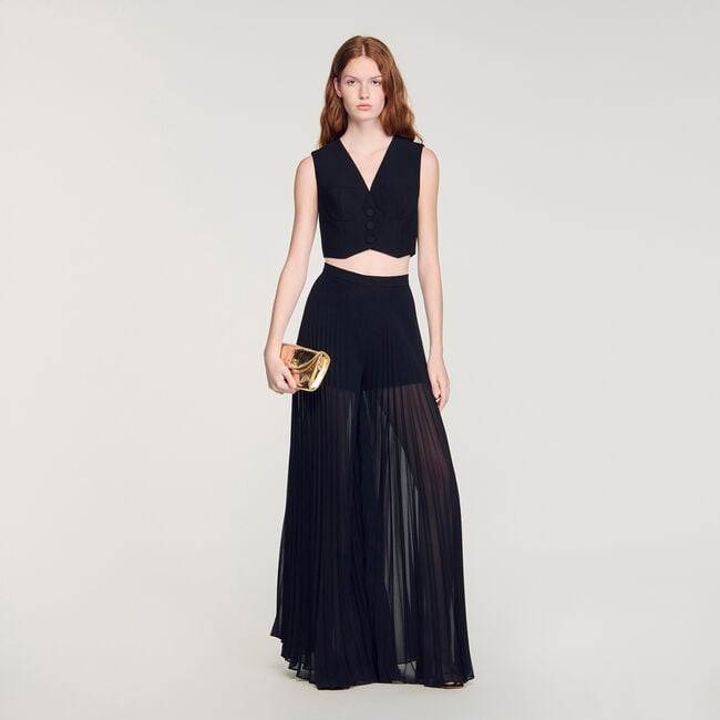 Pleated wide-leg trousers