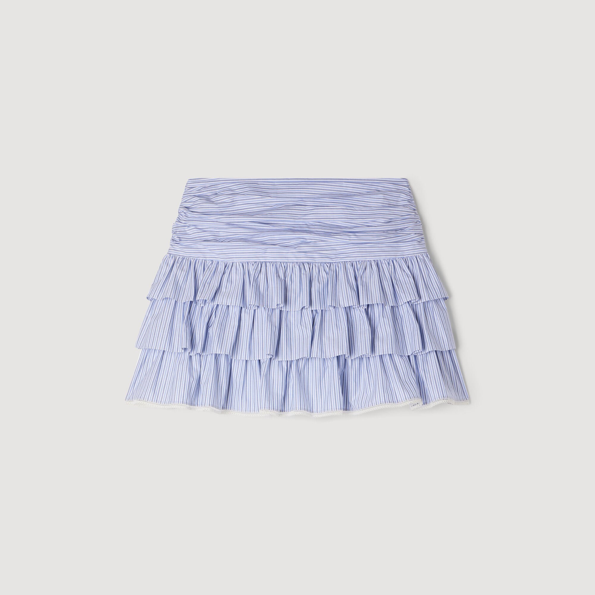 Short striped ruffled skirt