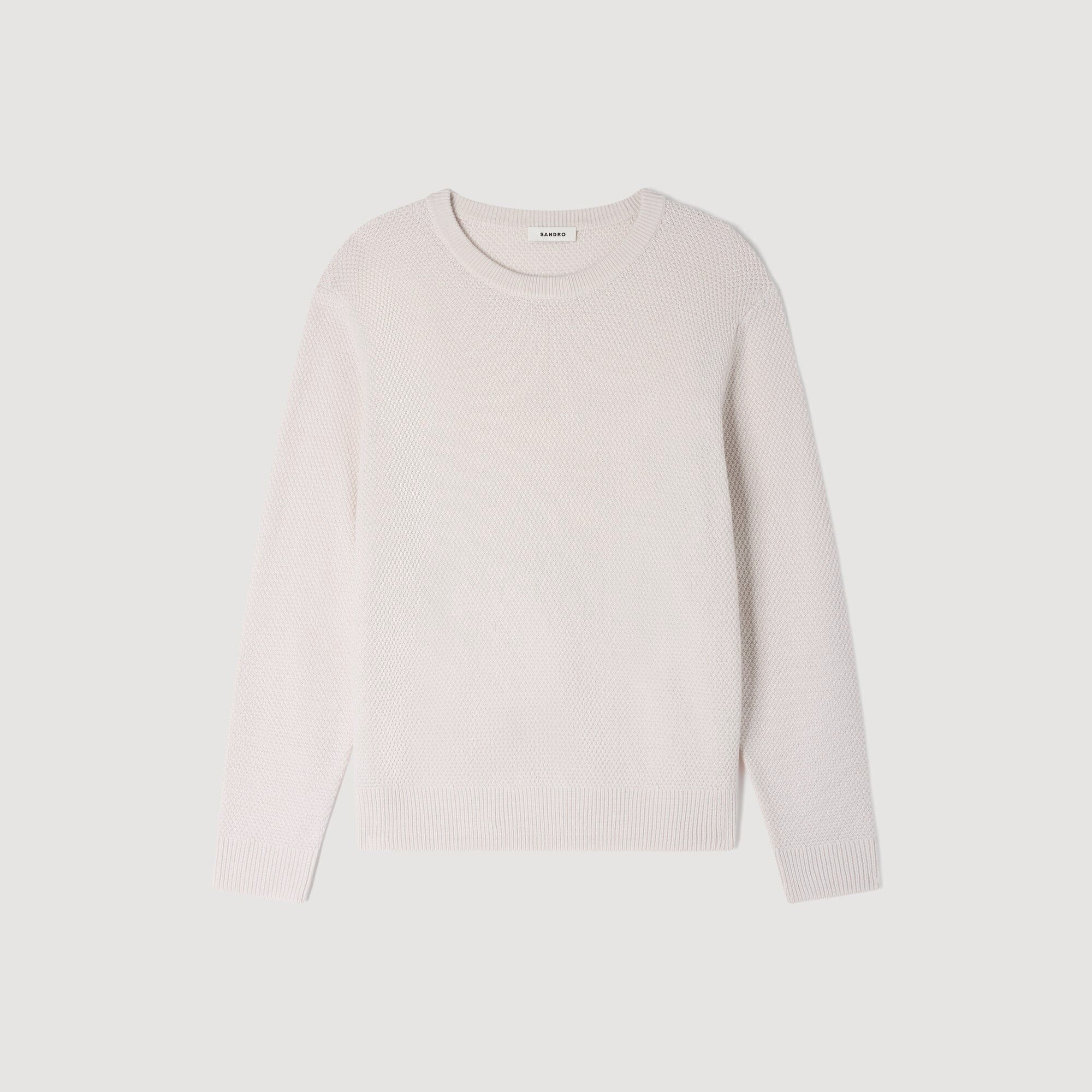 Crew-neck sweater in seed stitch