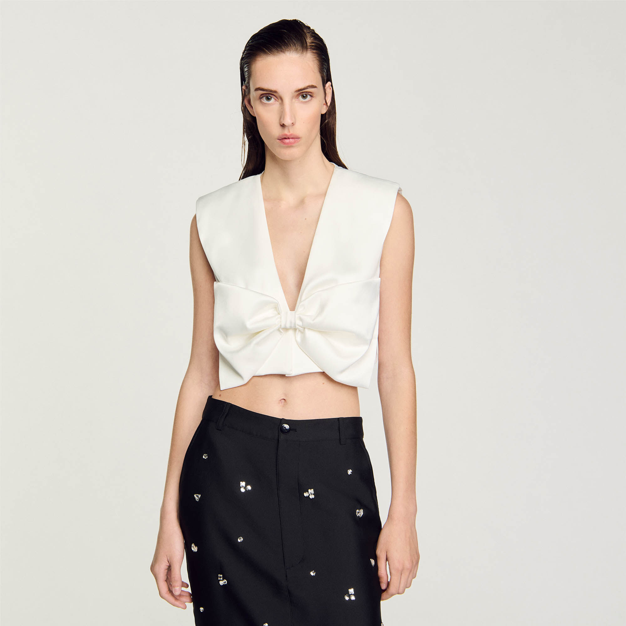 Satin-effect crop top