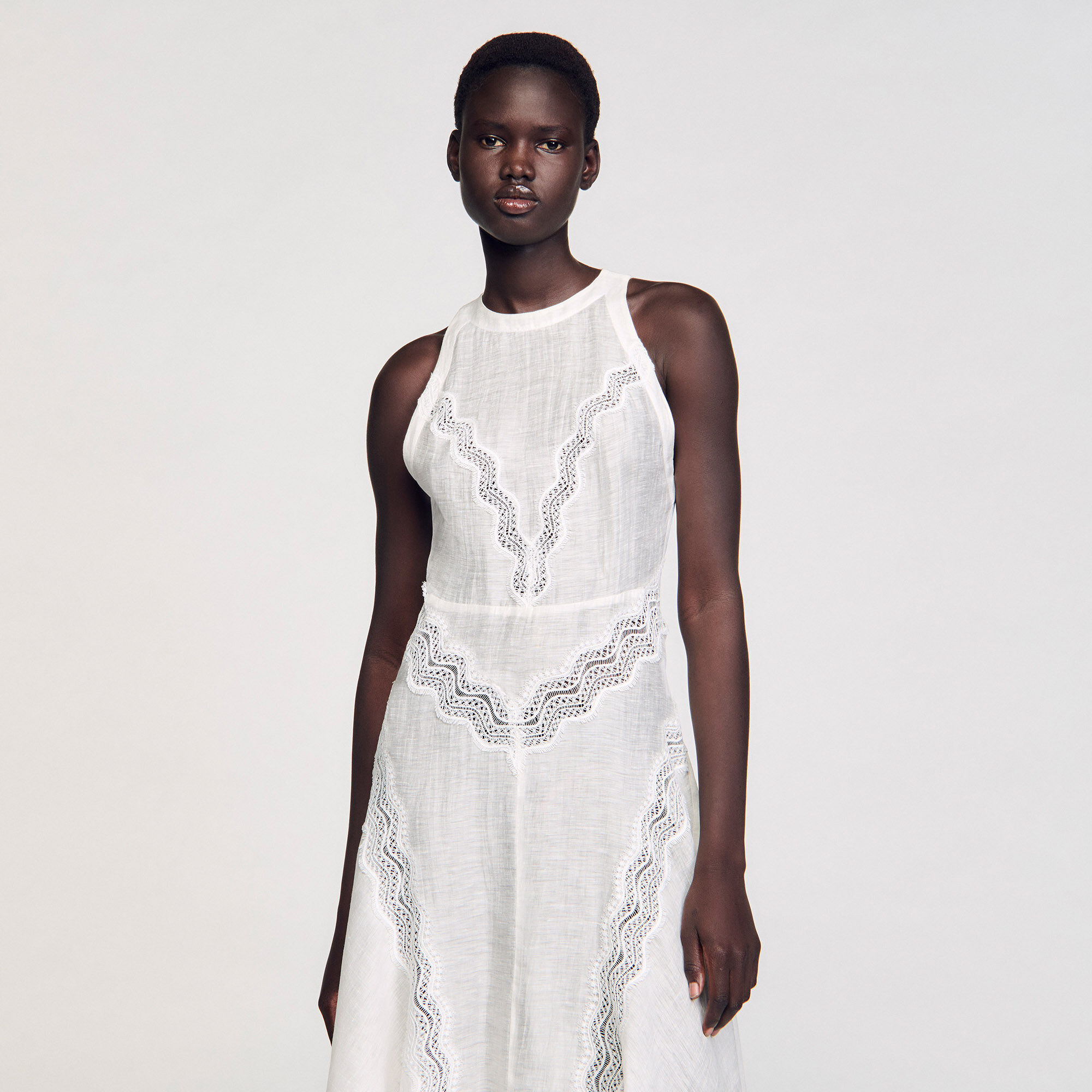 Lace trim maxi dress