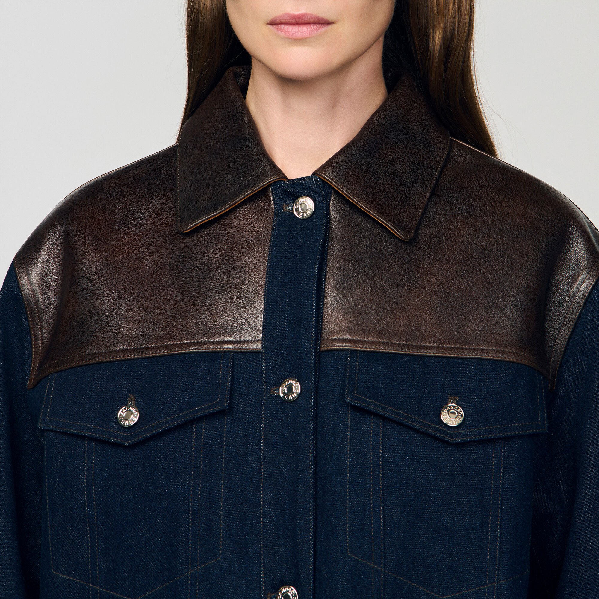 Denim and leather jacket