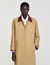 Trench coat with leather collar