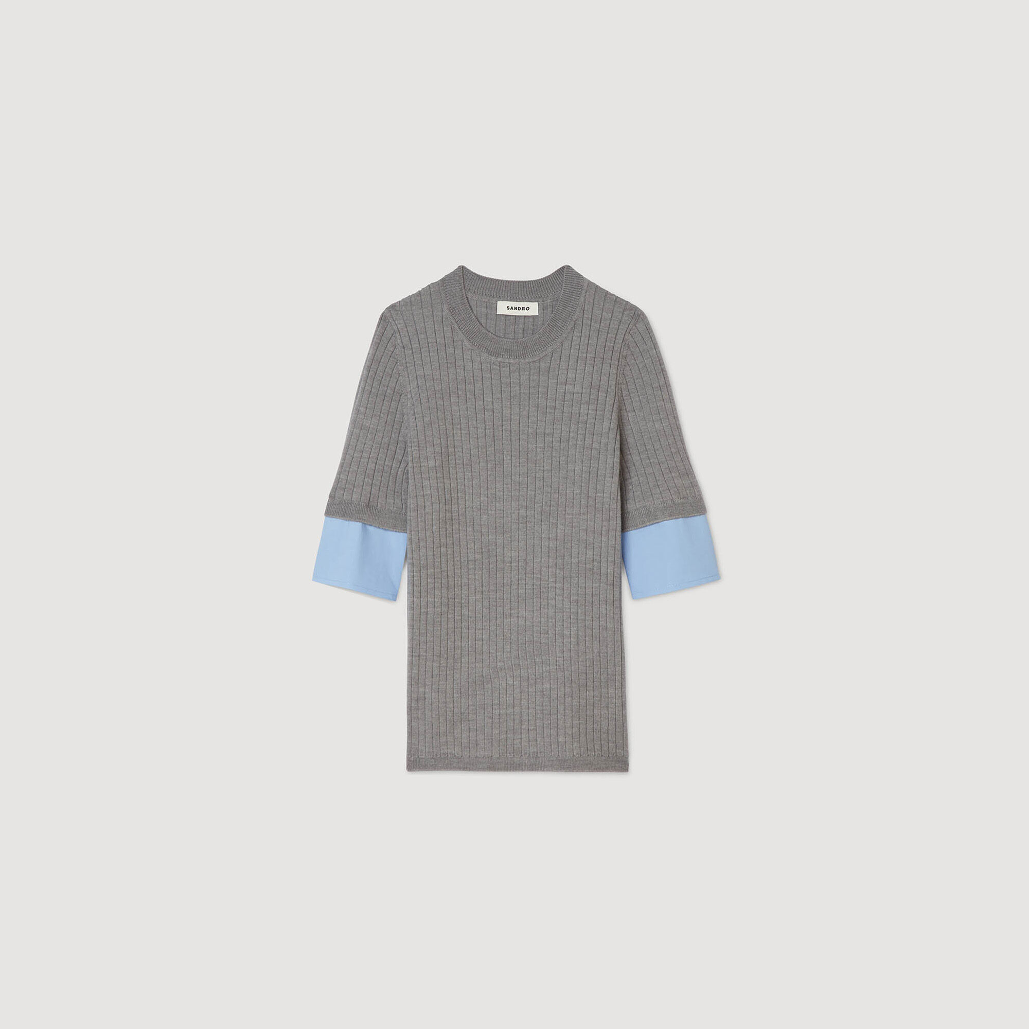 Jumper with contrast short sleeves