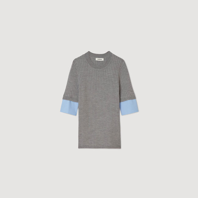 Jumper with contrast short sleeves
