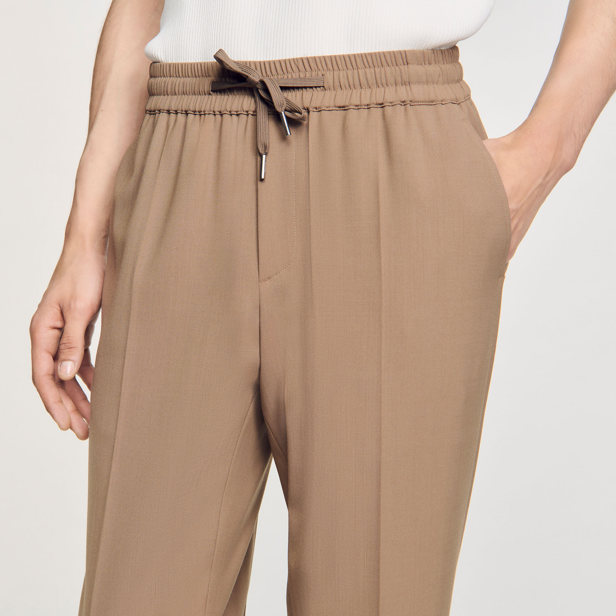 Elasticated straight-leg trousers