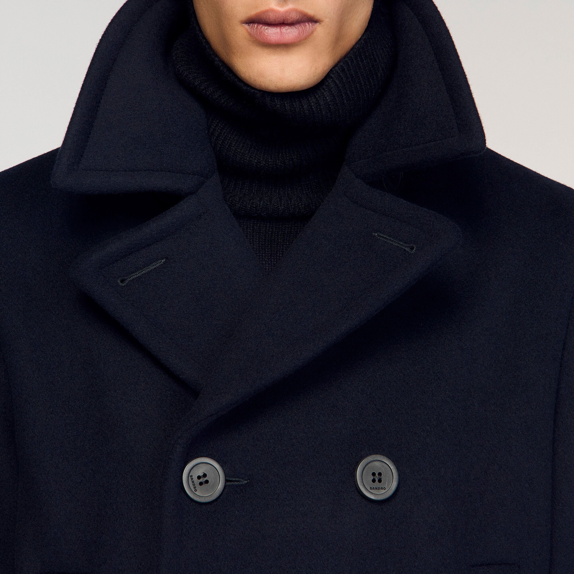 Straight-fit wool-blend coat