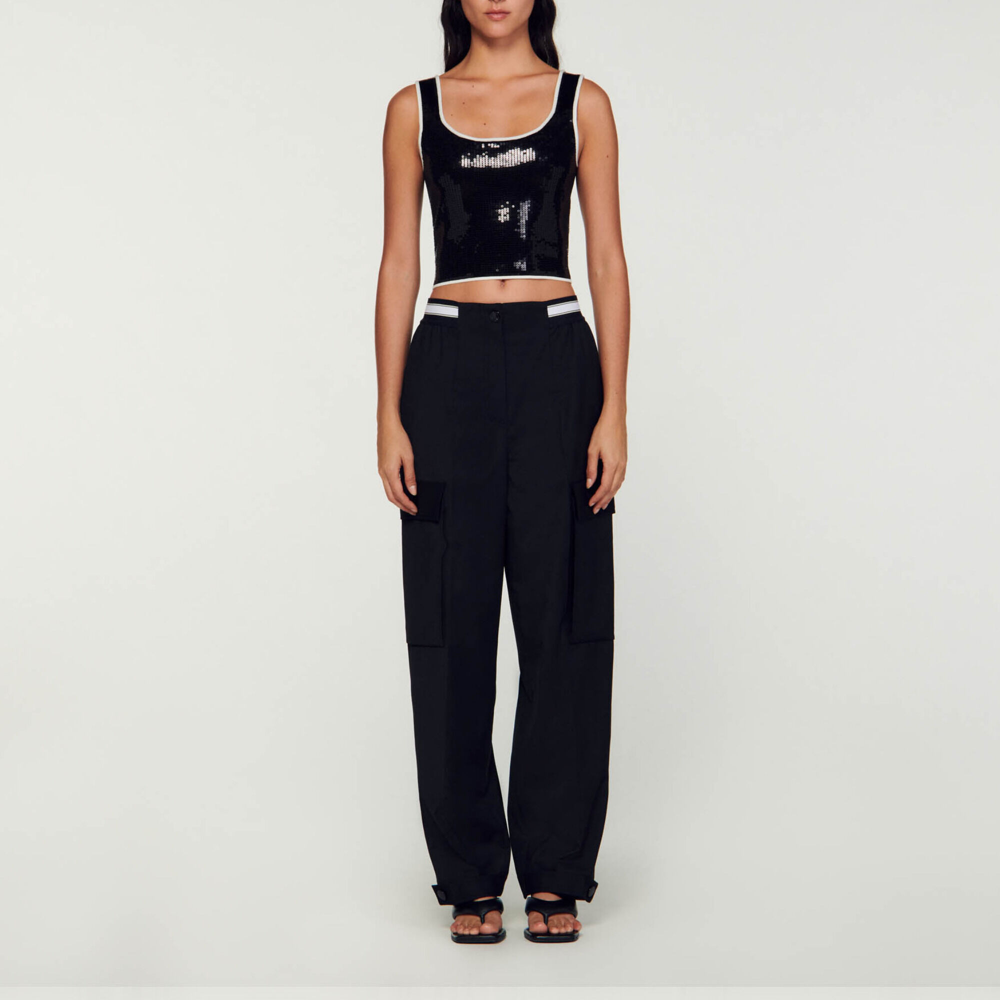 Rhinestone-embellished crop top