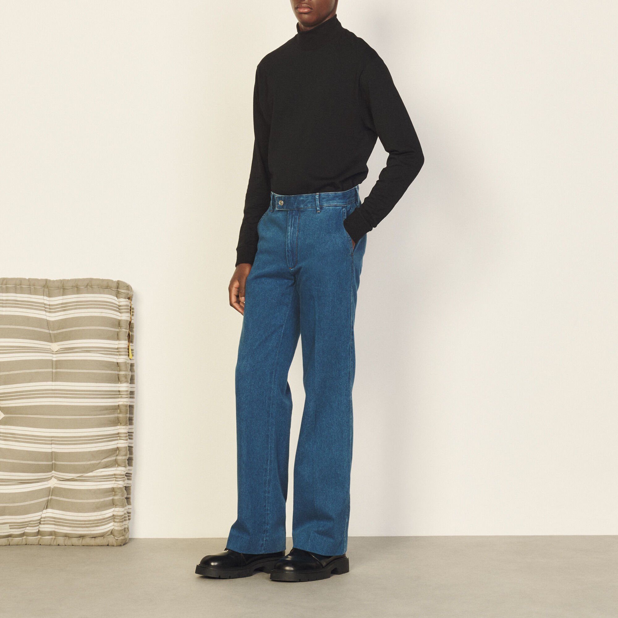 Slightly flared denim trousers