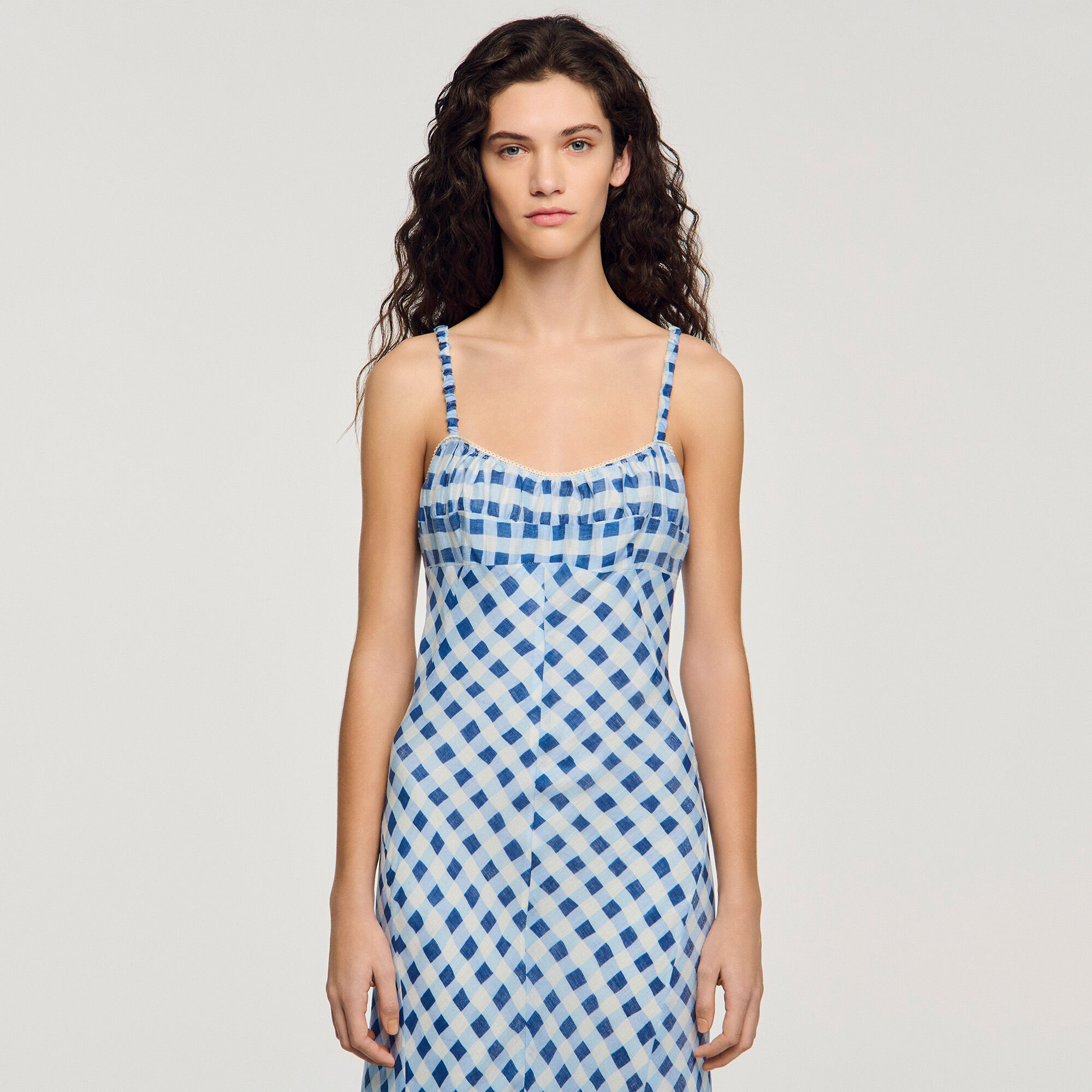 Gingham linen maxi dress