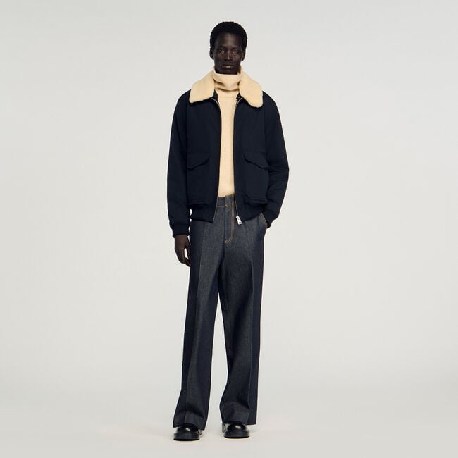 Shearling collar aviator jacket