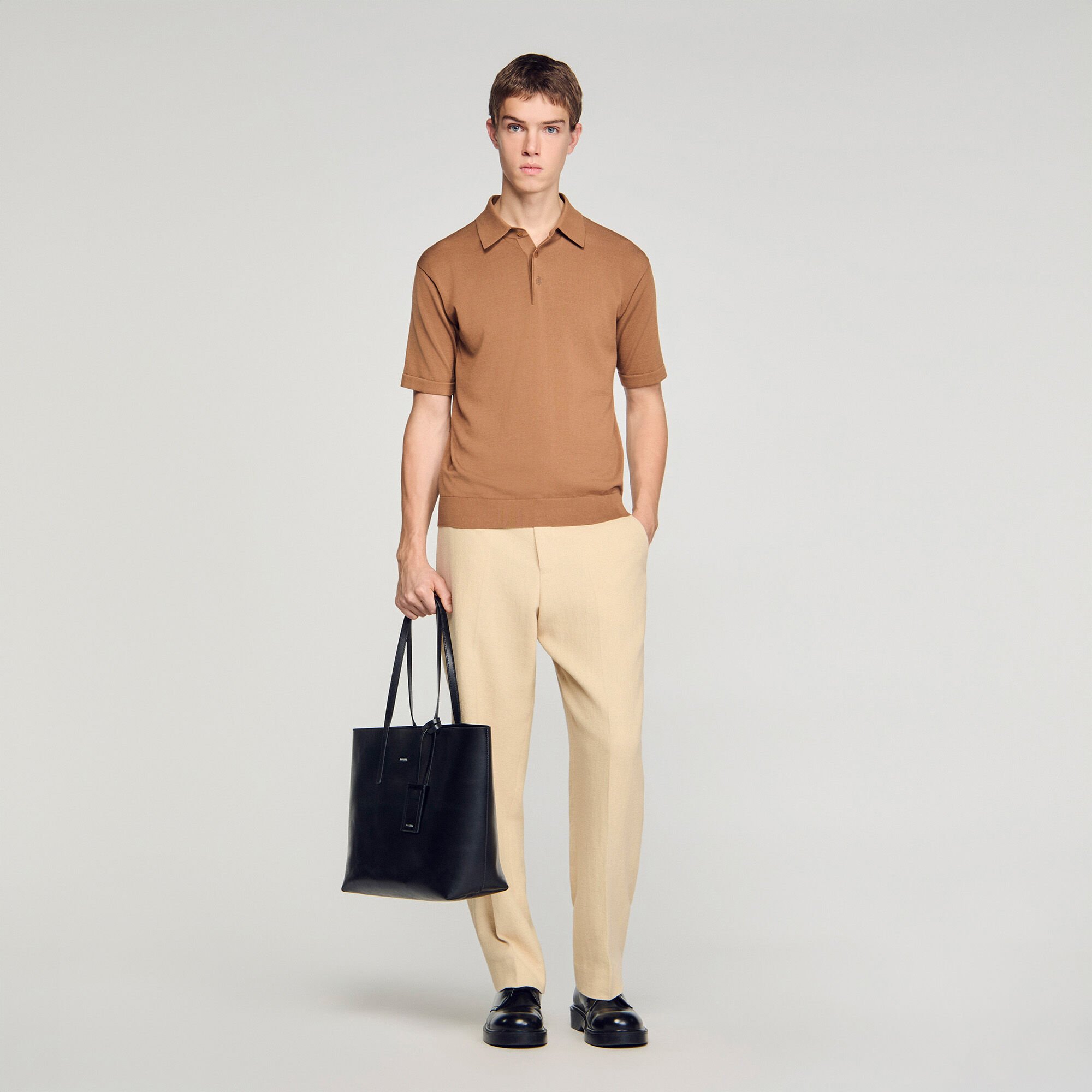 Cotton and silk polo shirt