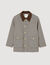 Check coat with velvet collar