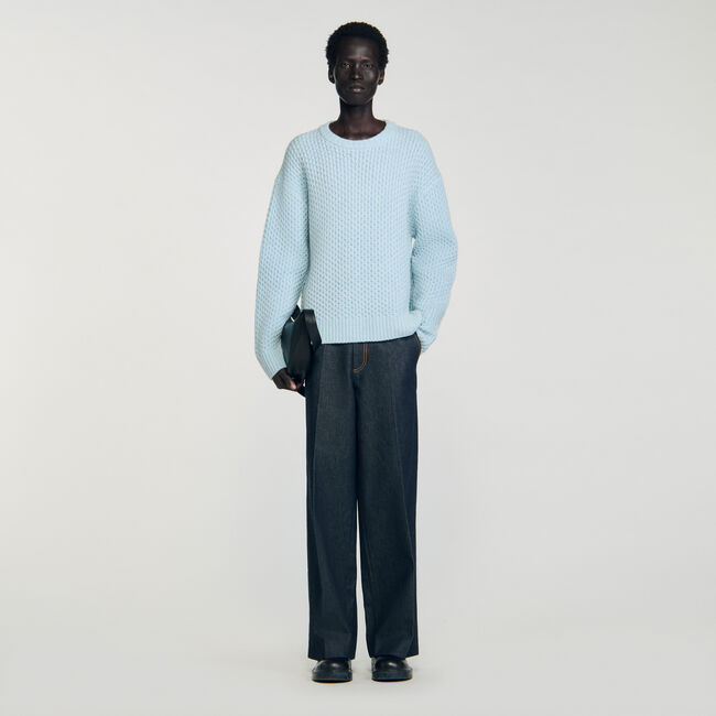 Honeycomb stitch wool jumper