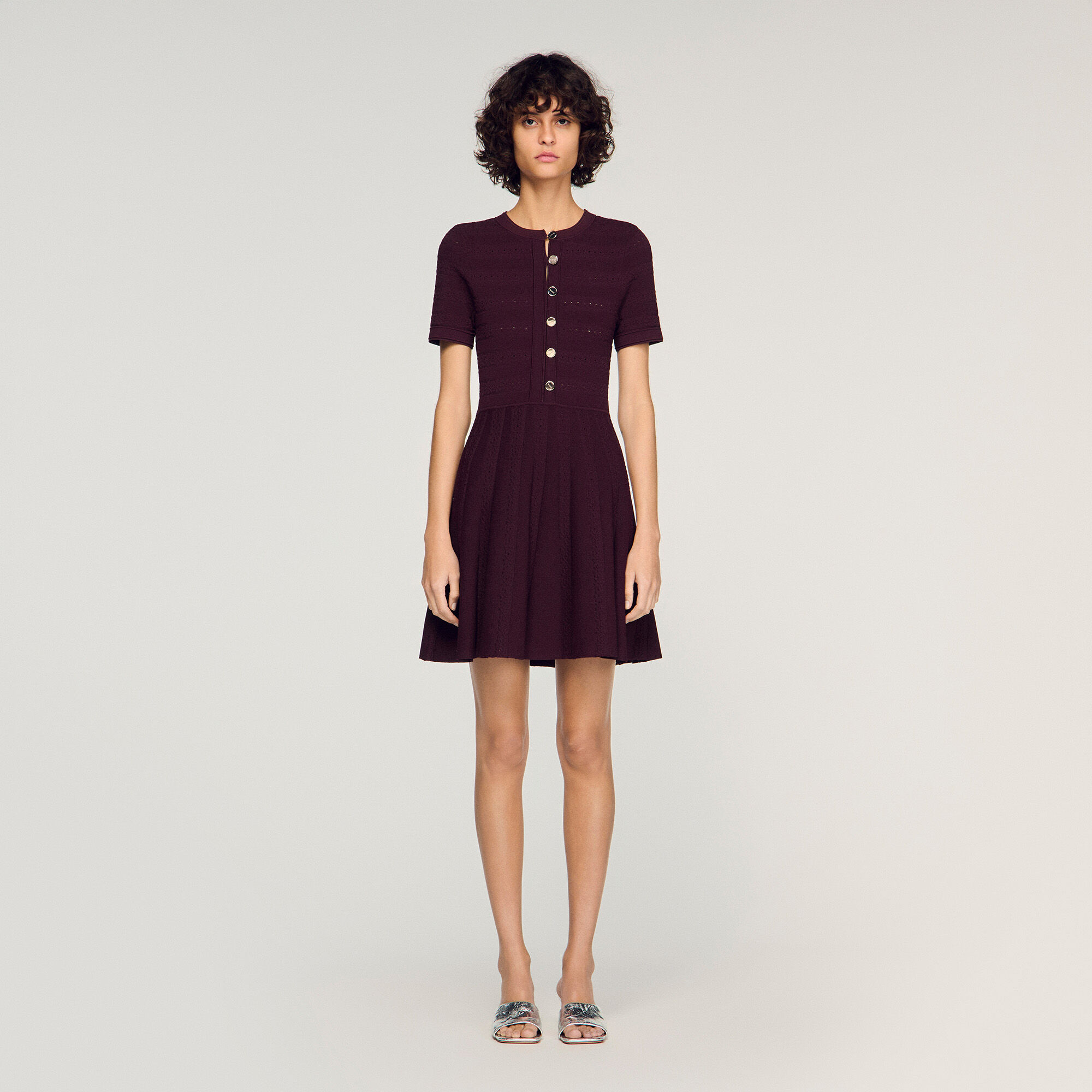 Floral print knit short dress