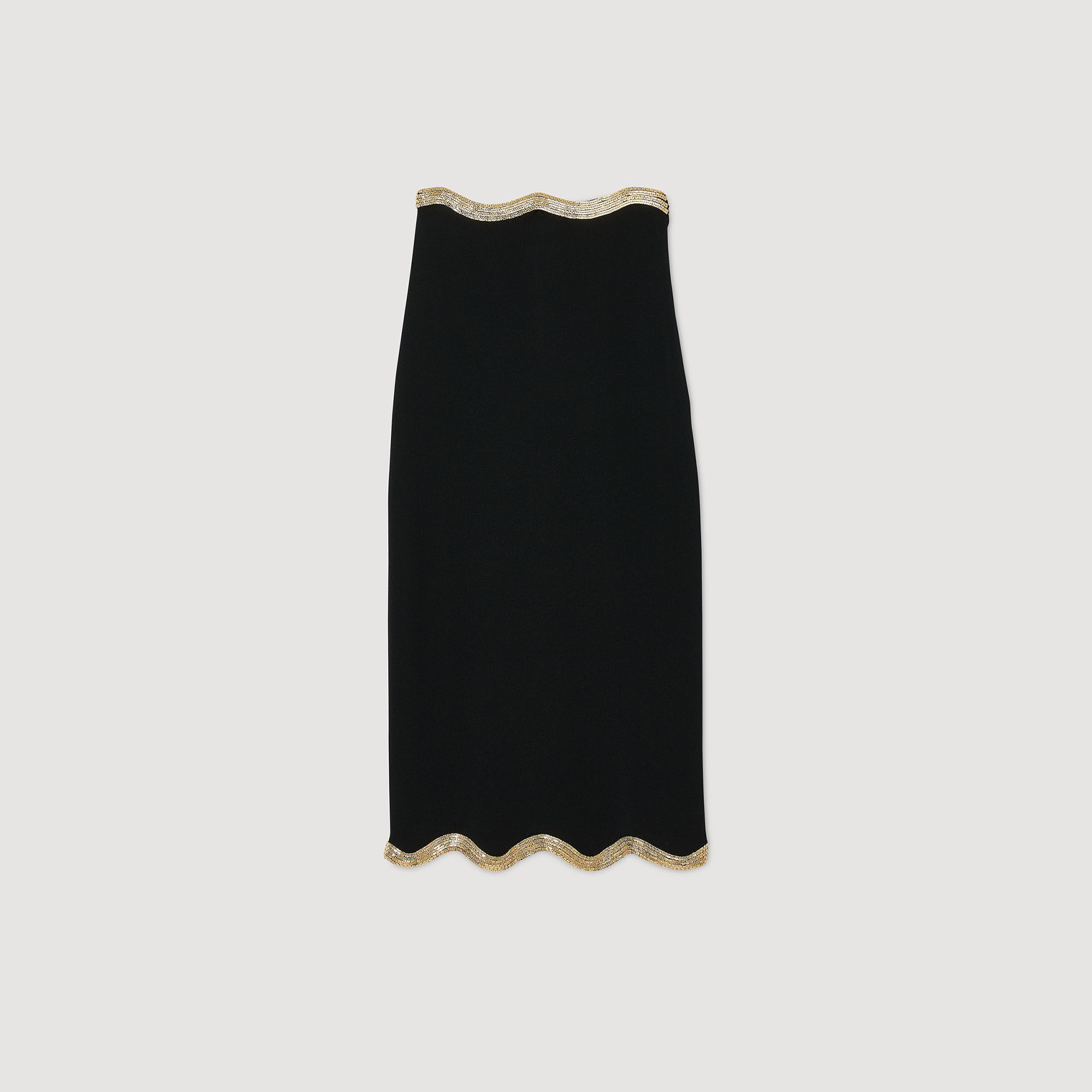 Long knitted skirt with chain detail